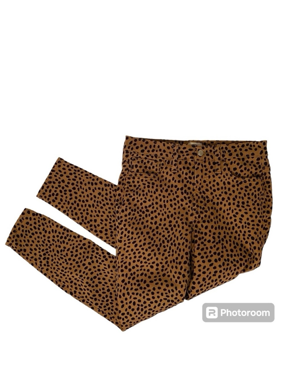 J. CREW DENIM TAN BLACK ANIMAL PRINT JEANS 9” TOOTHPICK SIZE 26